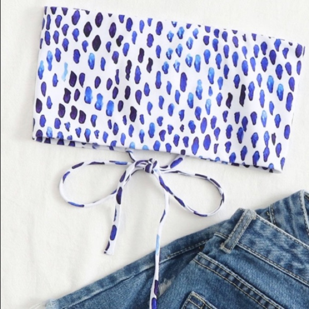 Blue bandeau new bathing suit top